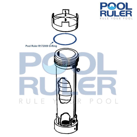Diagram showing Chlorine Resistant Viton O Ring 2 Pack With Silicone Lubricant For Pentair Rainbow Chlorinator 300 And 320.