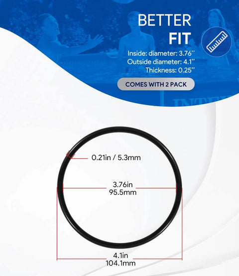 Measuring diagram of 2 Pack Large Viton Collar O Rings Replacement For Nature2 Fusion Soft Inground Vision Above Ground Vision Pro Above Ground Pool Spa Systems Compatible With FSOFT700 FSOFT1400 Back Up Valve And More Premium Durable Seal Kit