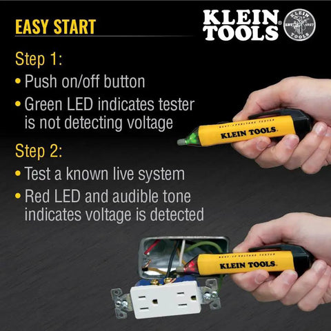 Non Contact Voltage Tester NCVT1P Handheld 50 To 1000 Volt AC Detection With Audible Alarm and Flashing LED Indicator in use