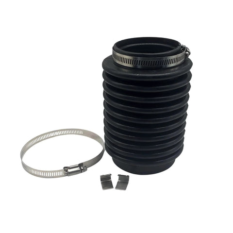 Exhaust bellows for Volvo Penta AQ engines, black rubber with metal hose clamp and two fasteners