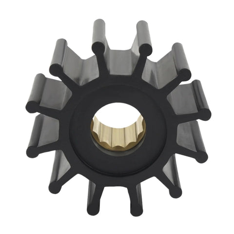 Marine impeller kit replacement compatible with Volvo Penta MD and TMD engines from 3.0L to 8.2L, brass insert, 12 blade design