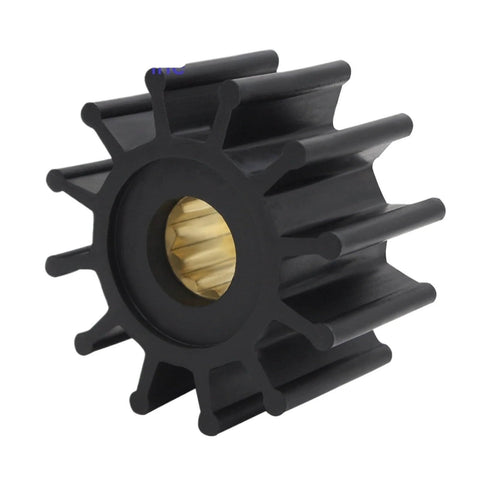 Marine impeller kit replacement compatible with Volvo Penta MD and TMD engines, brass insert, 12 blade rubber impeller