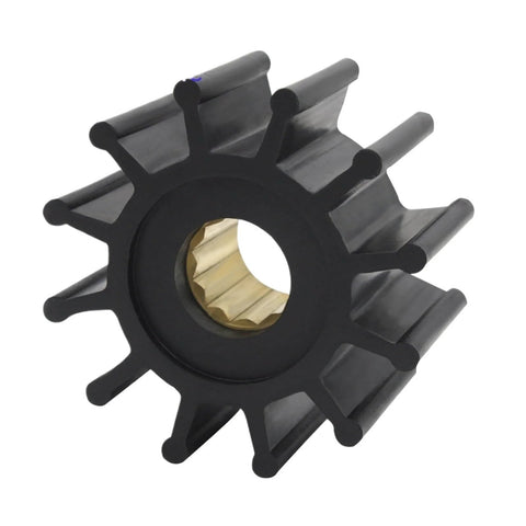 Marine impeller kit replacement compatible with Volvo Penta MD and TMD engines from 3.0L to 8.2L, brass insert, 12 blade rubber impeller