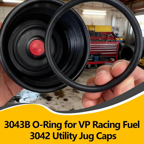 10 Pack 3043B O Ring Replacement Set For VP Racing Fuels 3042 Utility Jug Caps in hand close-up showing size and material