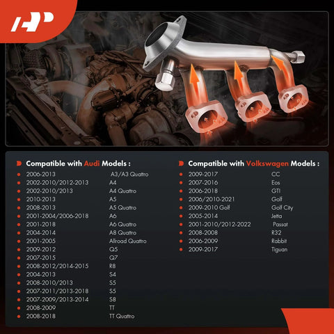 A-Premium 2-pin air temperature sensor for Volkswagen and Audi, metal body shown with engine bay background.