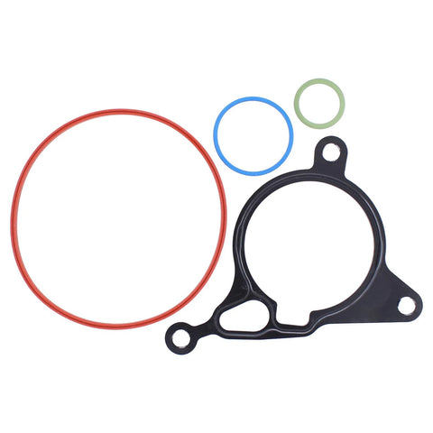 MOTOKU vacuum pump rebuild kit for VW Audi: red large O-ring, blue and green seals, and black mounting gasket.