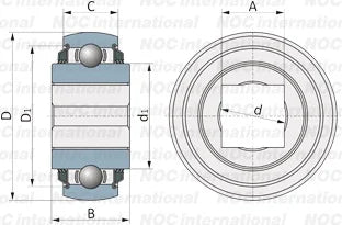 W209PPB5 Two Triple Lip Seals Square Bore 1 1/4" inch Bore Bearing - VXB Ball Bearings