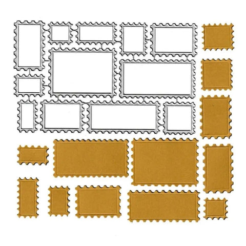 12 Piece Wafer Thin Postage Stamp Banner Label Cutting Dies Set For Card Making Scrapbooking And DIY Crafts Carbon Steel Molds