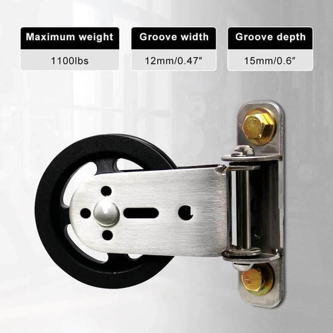 Gym Pulley Blocks,3.46in/90mm Wall Mount Fixed Pulley Wheel Rotation 180 Degree,for Gym Pulley System, side view