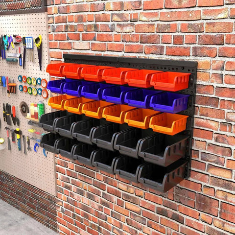 Brick Wall Racking Wall Mounted Storage Bins Rack for Garage and Workshop...