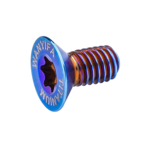 Wanyifa 10pcs Countersunk Head Torx T10 M3 Titanium Bolt Flat Head Screws Burnt Blue, close-up of M3x6mm screw