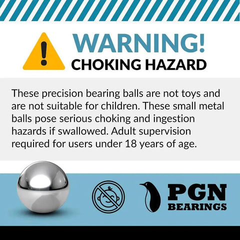 Warning sign for choking hazard of 10 Piece 1 Inch Precision Chrome Steel Bearing Balls G25 For Machinery And Bearings ISO 9001 Certified