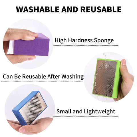 Six Piece Diamond Hand Polishing Pads Set 60 To 1000 Grit For Tile Glass Stone shown with durability features.