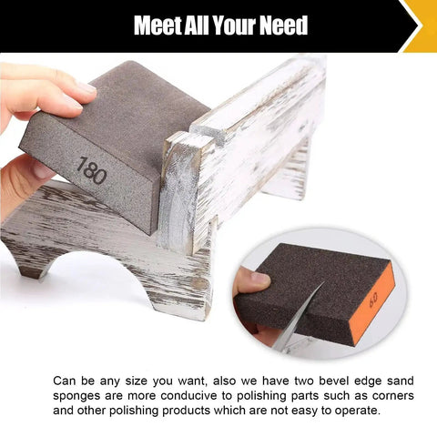 Using a 180 grit from 10 Pack Washable Sanding Blocks With Grit 60 80 120 180 220 For Wood Or Metal, close-up view.