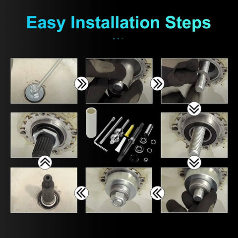 Installation steps for Washer Bearing Tool Kit and Tub Seal Replacement for Whirlpool Cabrio and Maytag Bravos XL Washers.