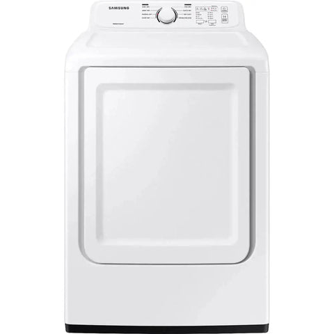 Efficient two-piece laundry solution with a 7.2 cu ft electric dryer in white, ideal for apartments and small spaces, front view.