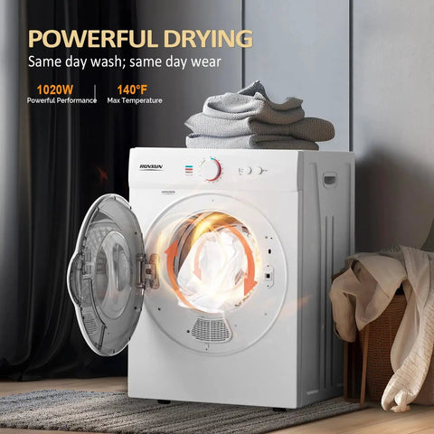 Two in one space saving washer and dryer combo that handles up to 17.8 lb wash and 10.6 lb dry, featuring a stainless steel inner tub