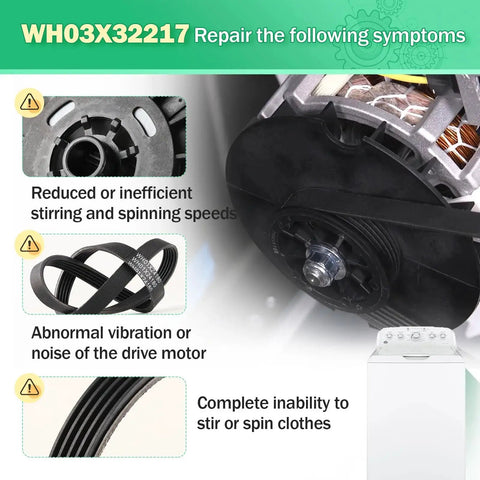 Washer One Half Horsepower Motor Pulley And Belt Nut Set For GE Washers Replacement Part Kit Compatible With WH03X32217