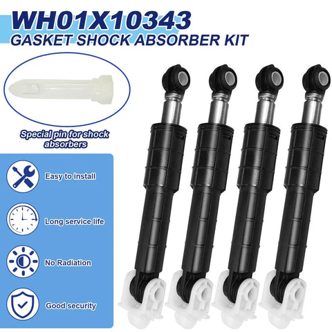 Washer Shock Absorber Kit With Four Shocks And Four Pins, GE and Kenmore, part WH01X10343 visible