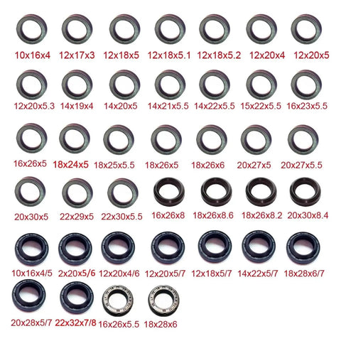 Assorted High Pressure Washer Repair Water Seal Set 12x20x5mm 12x18x5mm 12x20x5.3mm variety of sizes shown