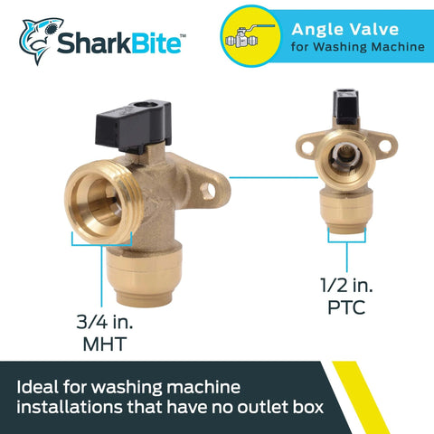 1/2 Inch To 3/4 Inch MHT Washing Machine Angle Valve With Push To Connect Brass Plumbing Fitting for tight spaces installation