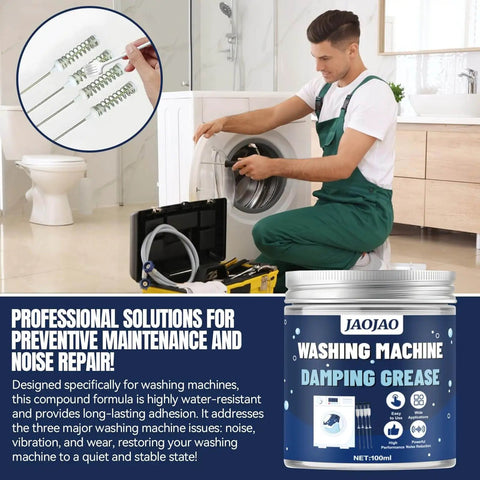 High Performance Damping Grease For Washing Machines And Mechanical Equipment, shown with washer being repaired, includes kit.