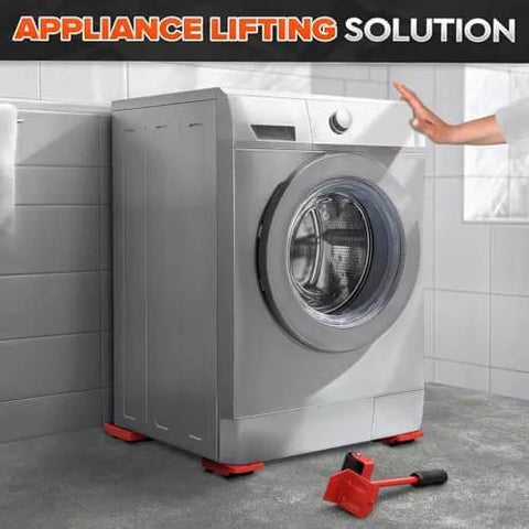 Washing machine on Furniture Lifter Tool & Furniture Moving Sliders Set 360° Rotating Wheels Up to 220 lbs with Smooth Glide design