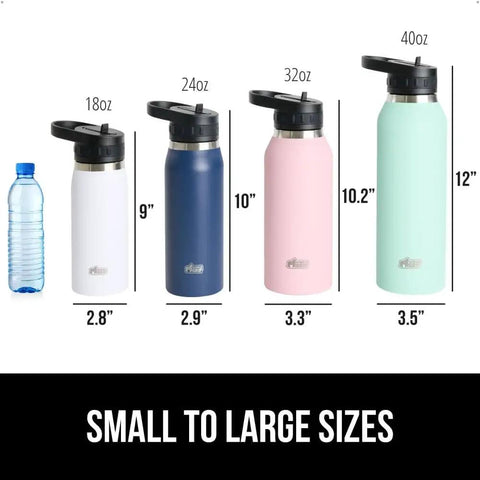 Beast Mode Heavy Duty Stainless Steel Water Bottle 40 Oz Insulated Tumbler With Leakproof Flip Straw Lid size comparison with other bottles