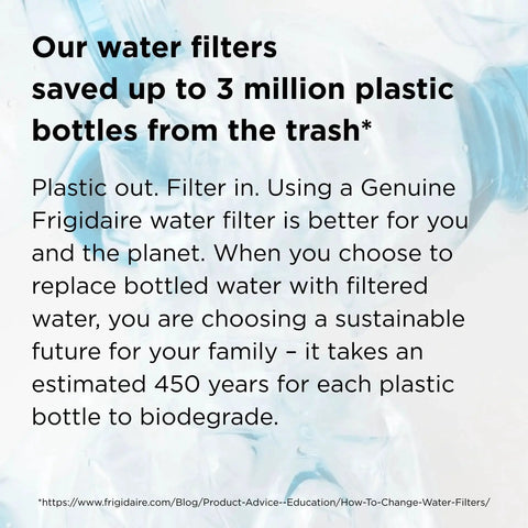 PureSource Ultra Water Filter ULTRAWF Replacement for Refrigerator text about reducing plastic waste and choosing sustainable water filters