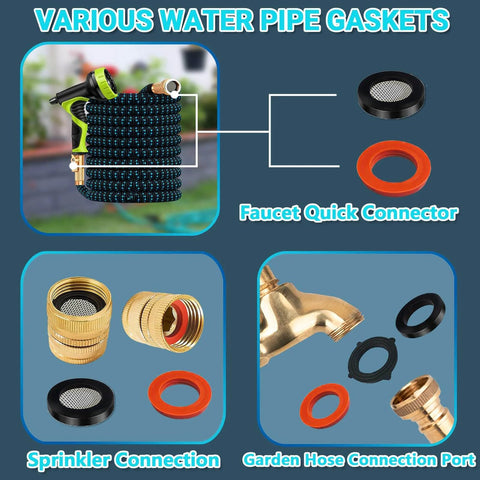 All In One Rubber Washer And O Ring Kit 780 Piece Assortment With 18 O Ring Sizes And 14 Washer Sizes For Outdoor Faucet Garden Hose Pressure Washer And Plumbing Repairs Includes Handy Pick And Hook Set showing connectors and gaskets