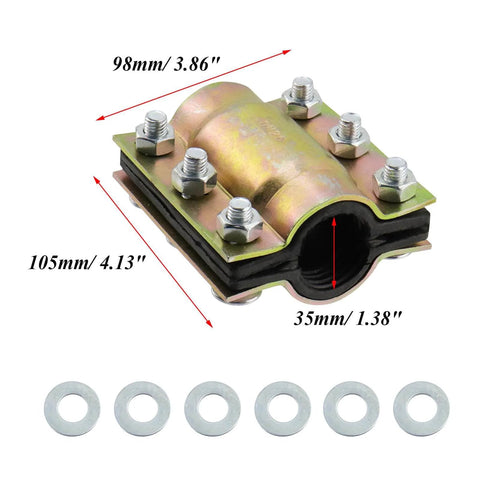 Water Pipe Repair Clamp Kit For 1.3 Inch OD Pipes 4 Inch Length Carbon Steel With Rubber Liners Leak Sealer Emergency Repair Tool