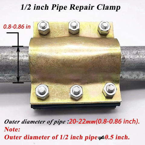 Water Pipe Repair Clamp For 0.79 To 0.86 Inch Pipes 4 Inch Long Leak Sealer installed on pipe