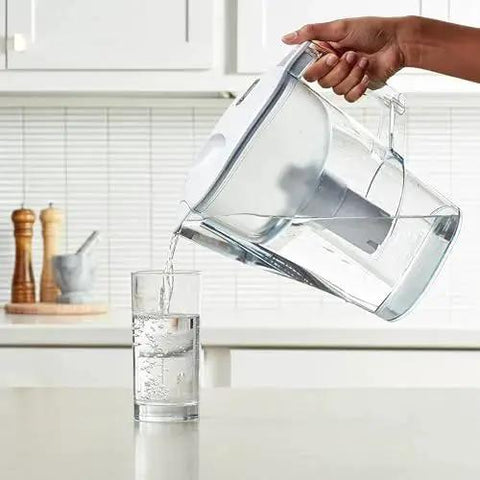 Enhanced Replacement Water Filters For Water Pitchers BPA Free WQA And NSF Certified Compatible With Brita Pitchers pouring water