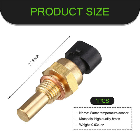Flygun water temperature sensor with brass body and black Delphi-style connector, 2.24 inch, 1 piece
