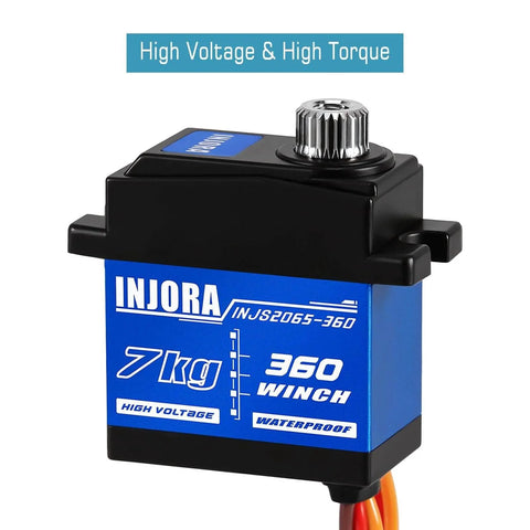 Waterproof 7KG Winch Servo & Tow Truck Crane Kit for 1/18 TRX4M pitch blue servo motor with high voltage and torque features.