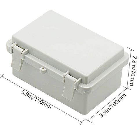 IP65 Waterproof ABS Plastic Electrical Box With Hinged Lid And 2 Cable Glands Gray Outdoor Enclosure For Electronics Weatherproof 5.9 X 3.9 X 2.8 Inch Box Durable ABS Case For DIY Projects