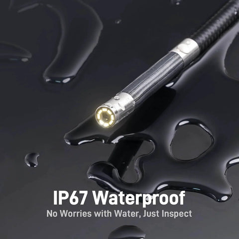 IP67 waterproof tip of Two-Way Articulating Borescope with Light, Industrial Endoscope Inspection Camera with Articulated Probe