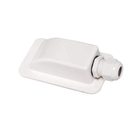 Front view of Waterproof Single Wire Cable Entry Gland Box For Roof Solar Panels And Marine RV Caravan Boat, ABS plastic, white finish
