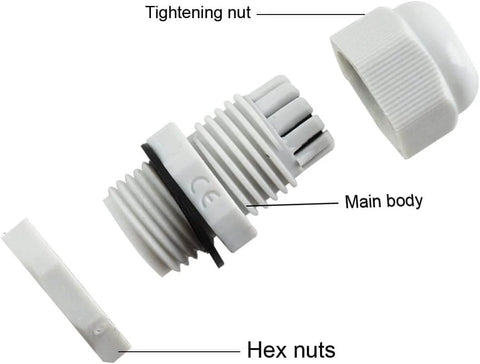 15 Pack IP68 Waterproof Cable Gland Kit Three Quarter Inch NPT Nylon Cable Glands With Adjustable Lock Nut Strain Relief Cord Connectors