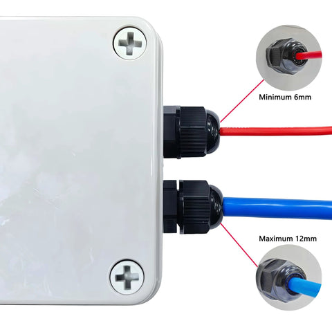 Installed 10 Pack Waterproof Cable Glands With NPT Half Inch Thread, Fits 6 To 12 Mm Cables, PA66 Material, IP68 Waterproof Strain Relief Cord