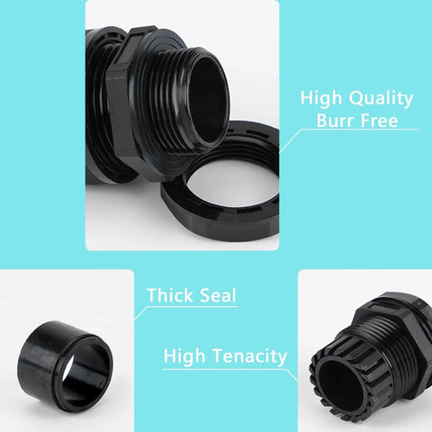 Close-up of 10 Pack Waterproof Cable Glands With NPT Half Inch Thread, Fits 6 To 12 Mm Cables, PA66 Material, IP68 rating, showing design features
