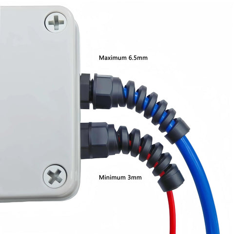 Installed 20 Pack Waterproof PG7 Cable Glands With Thread 3 To 6.5mm PA66 Nylon Waterproof Wire Grommets for Strain Relief