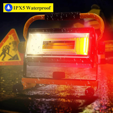 Rechargeable 100W LED Work Light With Beast Mode Brightness And 7000LM Output, Cordless Flood Light With Stand in rain