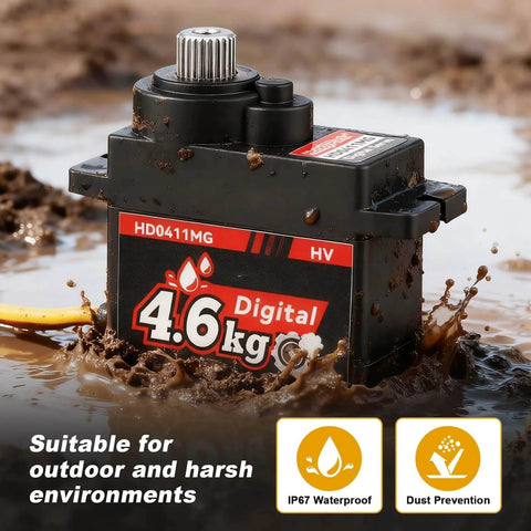 Waterproof 12g Servo Micro Servo Motor Metal Gear Arduino Servo 4.6kg High Torque Digital Servo in muddy environment