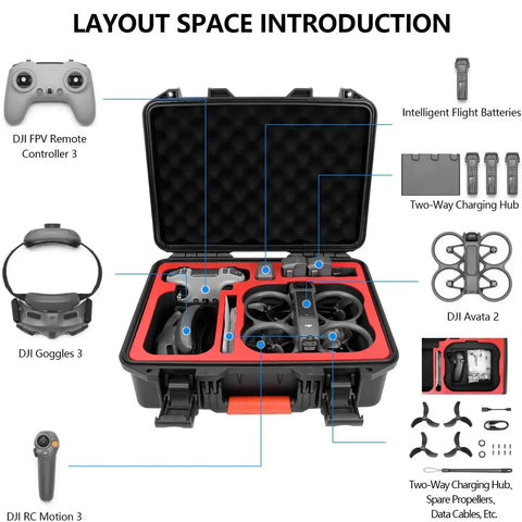 Hard Case For Avata 2 Drone Combo Waterproof Travel Case Fits DJI Goggles 3 RC Motion 3 Not For Goggles N3 Case Only With Space