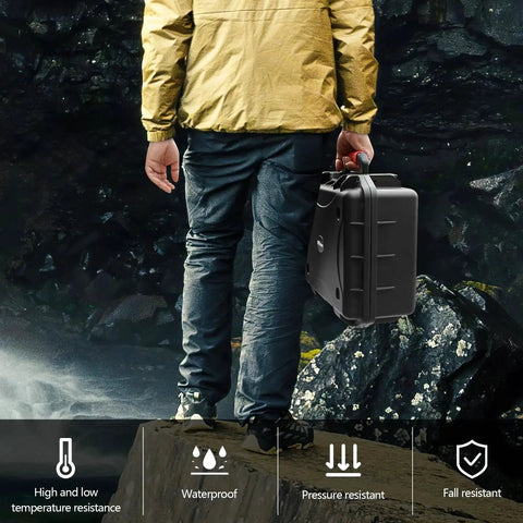 Person carrying Hard Case For Avata 2 Drone Combo Waterproof Travel Case Fits DJI Goggles 3 RC Motion 3 outdoors