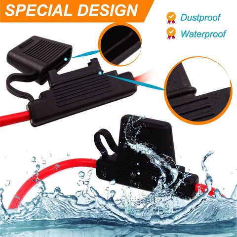 2 Pack Inline Fuse Holder With 18AWG Wire And 3A Maxi Fuse Waterproof For Car Audio Marine And Automotive Use