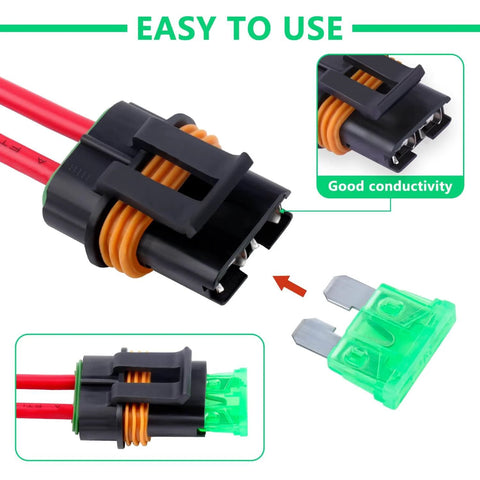 Waterproof Inline Fuse Holder 12V With Cover 6 Pack for Automotive Marine and Outdoor Use, Weatherproof ATO ATC Blade Fuse Holder, 12AWG 30A