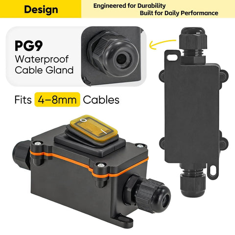 Built To Last Waterproof Inline Rocker Switch Box For Automotive And Equipment 110 To 250V 20A Lighted On Off Toggle