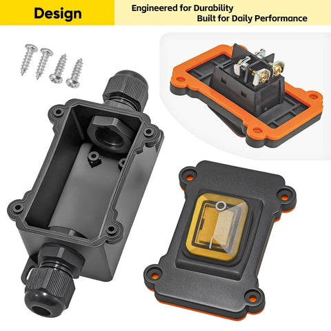 Built To Last Waterproof Inline Rocker Switch Box For Automotive And Equipment 110 To 250V 20A Lighted On Off Toggle Outdoor